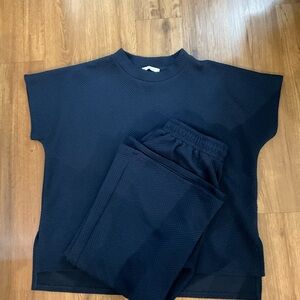 See And Be Seen Elegant Navy Textured Outfit SET